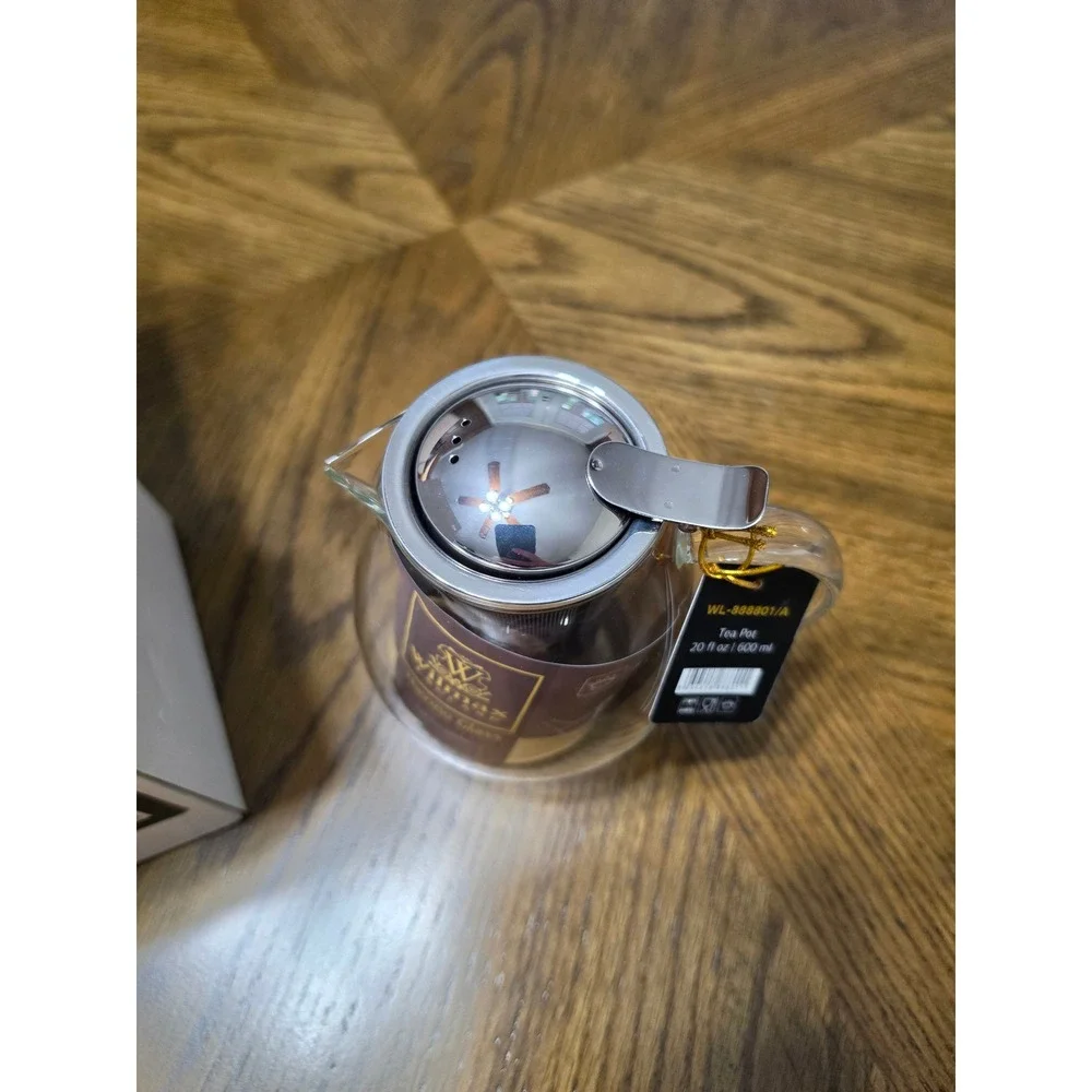 Wilmax England Thermo Glass Tea Pot 20oz 600ml Stainless Infuser WL-888801/A New